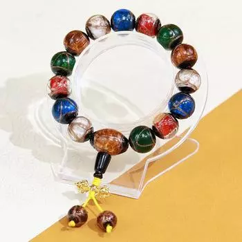 Глазурованные браслеты мужские и женские со старинными французскими буддийскими бусами