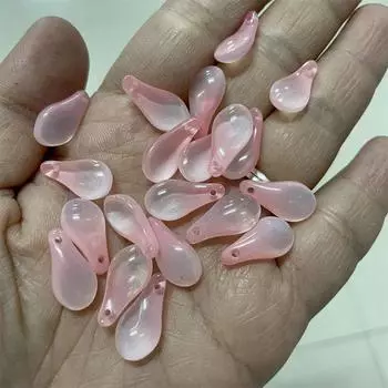 Глазурованные бусины-лепестки, заколка для волос, материал «сделай сам», мясистые бусины-лепестки, ручная работа, постепенное изменение цвета, древний стиль, 50 шт., нефрит, 9x17 мм