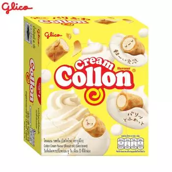 Glico Collon Кремовый вкус (Бисквитный рулет) 54 гx 10 шт / 20 шт - Тайская закуска 54 g x 10 pcs