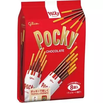 Glico Pocky Chocolate 8 пакетиков. Легко делимые, индивидуально упакованные семейные упаковки - Слегка запеченные крендельки. Легко делимые, индивидуально упакованные семейные упаковки. 1