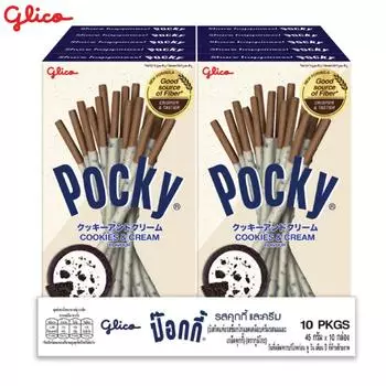 Glico Pocky Cookies со сливочным вкусом, бисквитная палочка, покрытая печеньем и кондитерскими изделиями со сливочным вкусом, 45 г x 10 шт. - Тайская закуска 45 g x 10 pcs