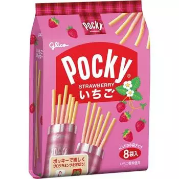 Glico Strawberry Pocky 8 пакетиков. Легко делимые индивидуально упакованные семейные упаковки - Pocky with the gent. Легко делимые индивидуально упакованные семейные упаковки - 1