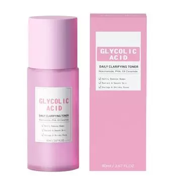 Гликолевой тоник для лица Нежный отшелушивающий тоник Средство для пилинга Отшелушивающее средство для лица сужает поры Улучшает неровную текстуру кожи 80 мл белый