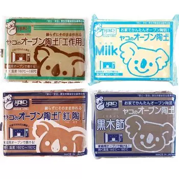 Глина для запекания Yako Oven Clay из 4 штук для красной глины для запекания Kuroki [набор цветов] Ремесла, молоко, керамика, буси,
