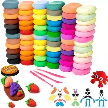 глина инструменты для лепки своими руками подарок на день рождения для детей от 6 лет и старше сверхлегкая глина, набор из 72 цветов, игрушка, в комплекте, для мальчиков, для девочек, высыхает на воздухе