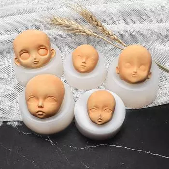 Глиняная голова Sculpey для выпечки детского лица, силиконовые формы, 3D-форма для лица, модификация куклы, аксессуары