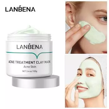 Глиняная маска для лечения прыщей LANBENA, глубокое очищение, удаление хронических прыщей, контроль масла, укрепление 100g