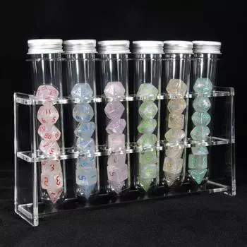 Glitter Effect Dice Set 42pcs DND Game Polyhedral D&D Dice with Tube for Role Playing Game Math Teaching