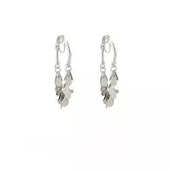 Блестящая бахрома, длинная серебряная катушка от комаров без пирсинга, зажим для ушей, женский