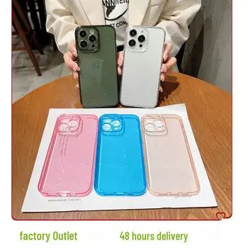 «Блестящий прозрачный чехол для iPhone 14 Pro Max с мелкими отверстиями, устойчивый к падениям и прочный корпус для максимальной защиты» 15pro розового золота