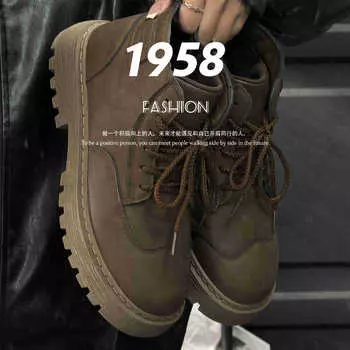 Global Casual Martin Boots Men s Popular ZHQ-HY272 Spring Men s Shoes Retro Men s Boots Versatile British Tooling Boots 39 коричневый