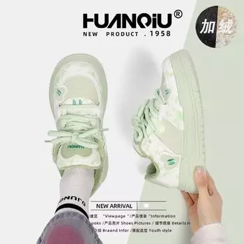 Глобальная термообработка бархатных кроссовок для женщин 2025 года, зимний тренд, универсальная платформа, студенческие туфли из двух хлопковых тканей ZHQ3369-2 35