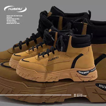 Глобальная универсальная платформа ботинки Martin модные трендовые туфли для рабочего стола средней высоты со шнуровкой повседневная мужская обувь для отдыха на открытом воздухе ZHQ9080 39 коричневый