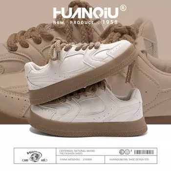 Глобальная волна ветра зерна немецкие кроссовки весна увеличение высоты платформа повседневная обувь корейская версия тренд спортивная обувь ZHQ6355 35 бежевый