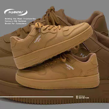 Глобально популярные кроссовки ZHQ5682, весенние новые универсальные повседневные туфли на платформе, спортивная обувь, модные низкие мужские туфли 39 коричневый