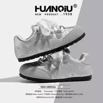 Глобальные балетки с плоской подошвой женские новинка 2025 года, повседневные серые туфли-бабочки, нишевая обувь для доски KMXFX8097 35 серый