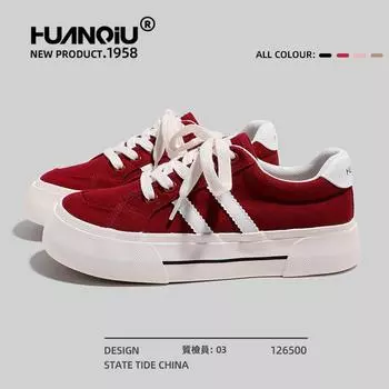 Глобальные супер пожарные парусиновые туфли женские осенние туфли на платформе Guochao женские туфли универсальные нишевые повседневные красные туфли для доски S6992 35 бордовый