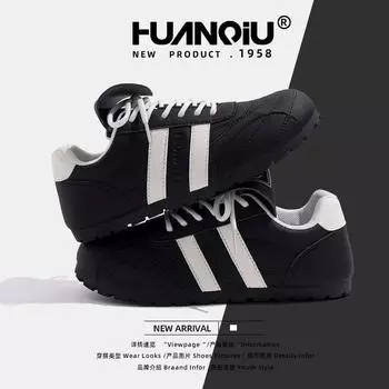 Global Puff German Training Shoes Women s 2024 Spring New Soft-soled Non-slip Sports Flat-soled Casual Shoes ZHQ9077 35 чёрный