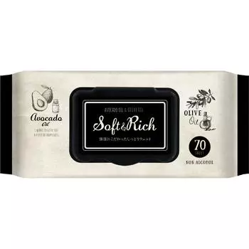 Влажные салфетки Global Soft & Rich 70 листов Другое (проверьте замки, очистители языка и т. д.) Влажные салфетки (коробка) Плотные влажные салфетки, содержащие натуральное масло ши с 1 set