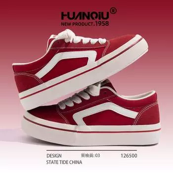 Global super fire canvas shoes women s shoes platform Guochao versatile niche red board shoes breathable women s shoes ZHQ-XA118X 35 бордовый