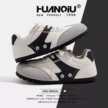 Global women s shoes flat-soled German training shoes 2024 spring new versatile breathable casual sports little white shoes ZHQ9072 35 бежевый