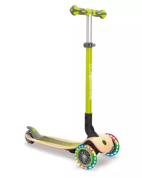 GLOBBER Kickboard Flash светящийся 3-колесный деревянный настил ножной тормоз уличный игровой детский самокат лаймово-зеленый WLGB436106 зеленый лайм