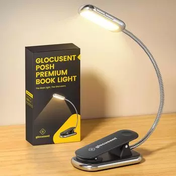 Glocusent Posh Premium Reading 3 цвета 5 яркостей Книга 30 минут 16 светодиодов перезаряжаемый зажим 160 часов янтарный чтение Идеально подходит для чтения в машине