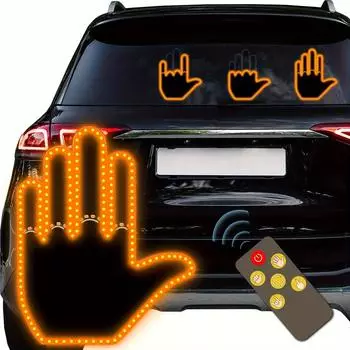 Glogesture Hand Light для автомобиля, 4 в 1 Road Rage Led Sign для автомобиля Finger Light с дистанционным управлением Finger Flicker для окна автомобиля Cool Car Accessories чёрный