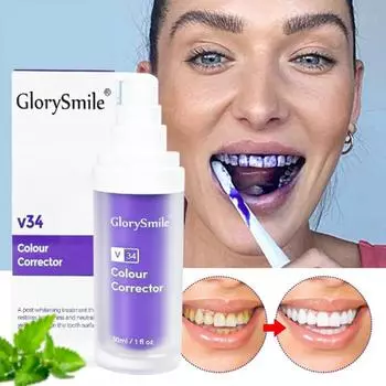 GlorySmile V34 Сыворотка для отбеливания зубов, эмаль, безопасное отбеливание, немедленная помощь, экстренное отбеливание, цветная жидкость, длится 4 часа Y-06, 1 шт., 30 мл