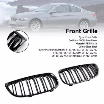 Gloss Black Front Kidney Grill Grille Fit BMW E92 E93 328i 335i 2006-2010 2DR