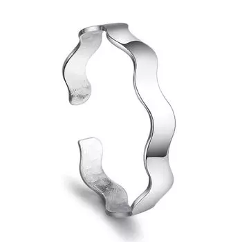 Блестящий браслет в стиле бохо с изображением водной ряби, женский индивидуальный модный открытый браслет, посеребренный браслет.