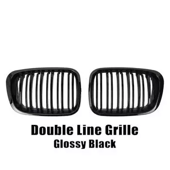 Glossy Double Line Style Front Bumper Racing Grille For BMW E46 4-Door 320i 323i 325i 328i 330i 1998-2001 Grill Accessories A-Glossy Black