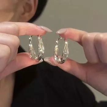 Glossy Ear Ring Silver Needle 2024 New Arrival Best Selling Silver Multi-Layer Big Circle Earrings Gold Ear Ring High-Profile Earrings Multi-layer large circle