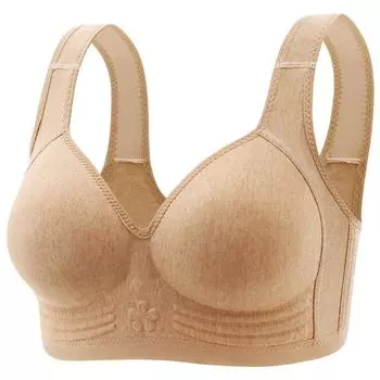 Glossy new vest shoulder strap without steel ring bra four-breasted in the elderly large size women s underwear bra 34/75A cup розовый