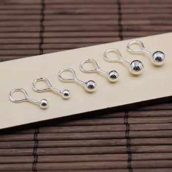 Glossy round Ball Anti-Lost Hook Silver Stud Earrings for Men and Women 2mm silver pea hook five pairs
