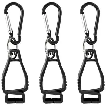 Glove Clip Multi Clip Pusher Cover Clip Carabiner Clip Clamp Holder Rotating Grommet Clip Glove Organizer Rotation Durable 3pc Black [TBDBNR] 360°