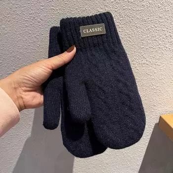 Glove Men s Winter Warm and Cold Thickening Plus Velvet Fashion Trend Student Men s Wool Bag Refers To The Autumn and Winter Tide. one size fits all