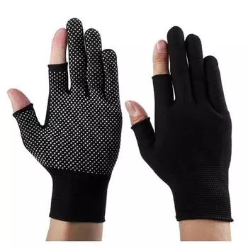 Gloves Exposed Two Finger Half Finger Gloves Summer Non-Slip Breathable and Wearable Touch Screen Fishing Outdoor Sports Driving Sun Protection [Non Slip] Black Dew two fingers [8 pairs]]