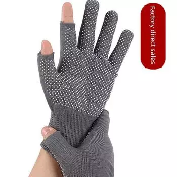 Gloves Exposed Two Finger Riding Gloves Men s Four Seasons Fishing Packing Wear-Resistant Non-Slip Half Finger Gloves Women Autumn and Winter [5 pairs of Gray]-Non Slip breathable All yards