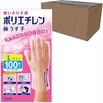 gloves extremely L 100 sheets x 24 inner embossed hygiene hair polyethylene disposable Sanitation Act S.T. Single-use [Case sold] Polyethylene, thin,