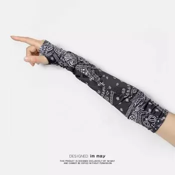 gloves Fingerless Arm Warmers Ice Silk Sleeves Printing Ice Silk Arm Warmers Sun Protection Cover белый