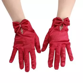 Gloves Hand Sleeve Red Sun Protection Satin Mittens Wedding Bridal Gloves Women Gloves Bow Gloves красный