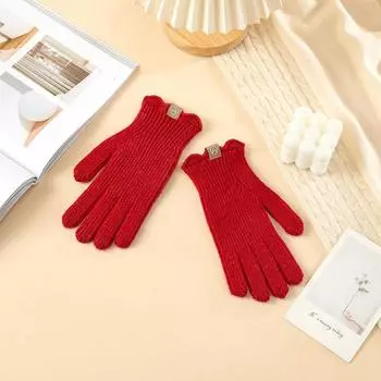 Gloves Knitted Warm New Year Women s Winter Gloves Cycling Cold Wind and Freezing Anti-freeze Hand Finger Exposed Touch Screen Gloves