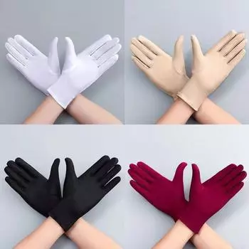 Gloves Summer Ice Silk Thin Spring & Fall Days Driving Etiquette Black and White Protective Elastic Breathable Work Men s and Women s Gloves Full finger [random color] 1 pair All yards