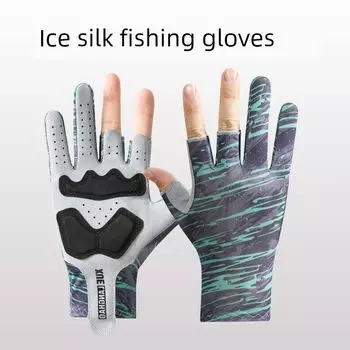 Gloves Sun Protection Quick-Drying Summer Thin Anti-Slip Rock Thorn Dew Three-Finger Special Fly Knock Catch Fish Anti-Fishing Sea Fishing Lure Striped green M