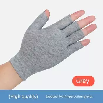Gloves Thin Cotton Fall and Winter Pregnant Women Postpartum Confinement Summer Air-Conditioned Room Windproof Heattech Joint Protection Wrist Grey: half finger -5 pairs One size