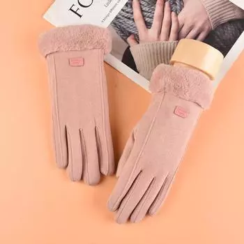 Перчатки зимние женские бархатные утолщенные теплые милые женские перчатки для езды на холодном электромобиле на открытом воздухе для сенсорных экранов для студентов Adjustable