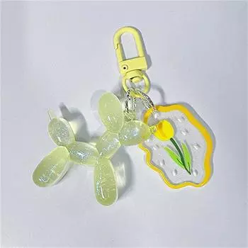 Glow At Night Balloon Puppy Keychain Luminous Dog Keyring Small Puppy Pendant Bags Pendant