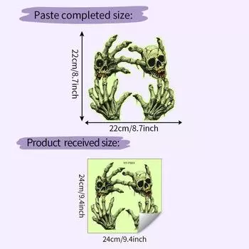 Glow Halloween Green Skull Palm Decal Wall Sticker For Home And Spaces Office