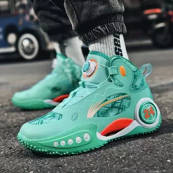 Баскетбольные кроссовки для настоящих боевых действий с высоким светящимся эффектом, мужские, новые, профессиональные, молодежные, вращающиеся кнопки, дышащие, спортивные кроссовки 40
